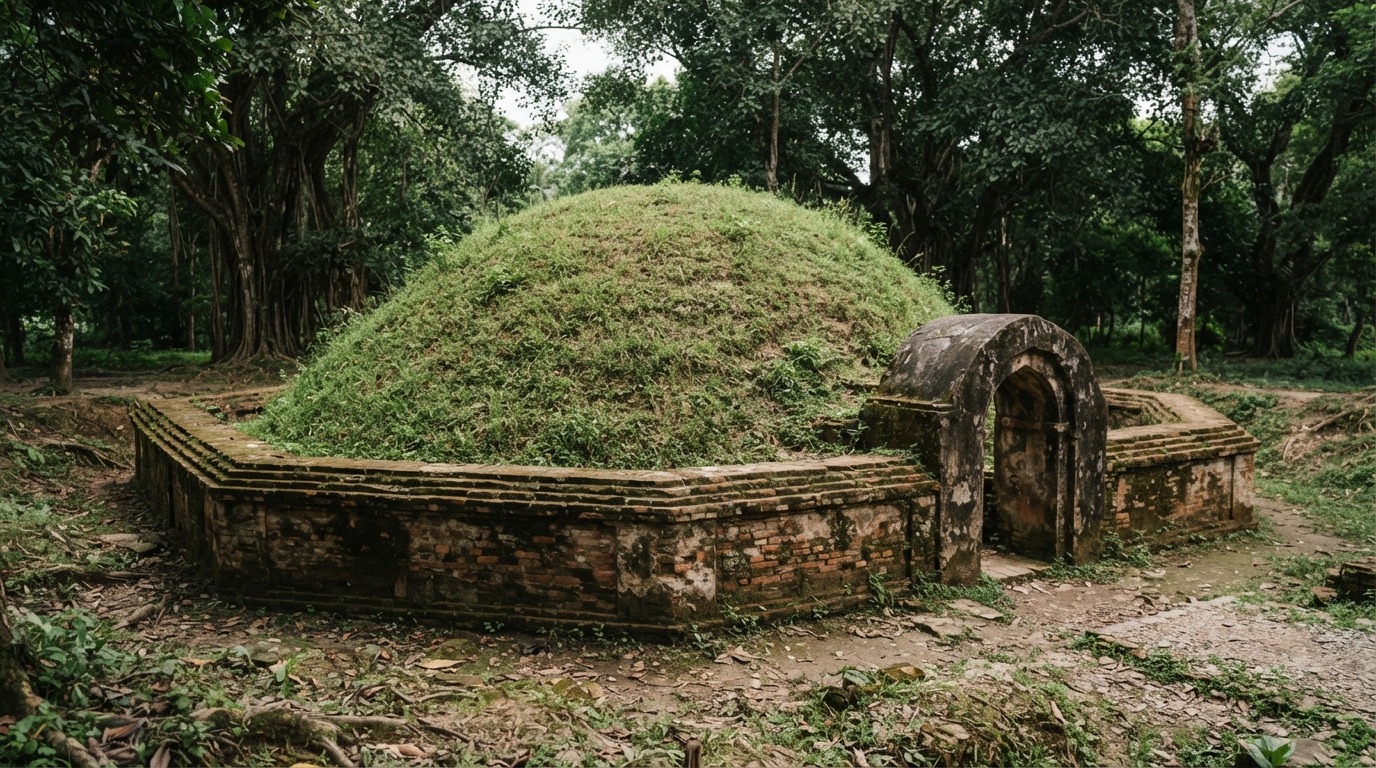 Grassy earthen burial mound of the Ahom dynasty at Charaideo Assam UNESCO site