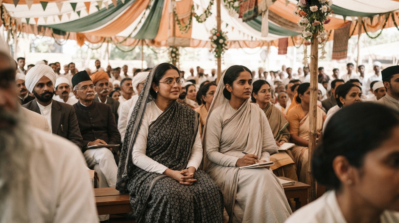 Pioneering Indian women delegates attending the historic 1889 Bombay session of Congress.