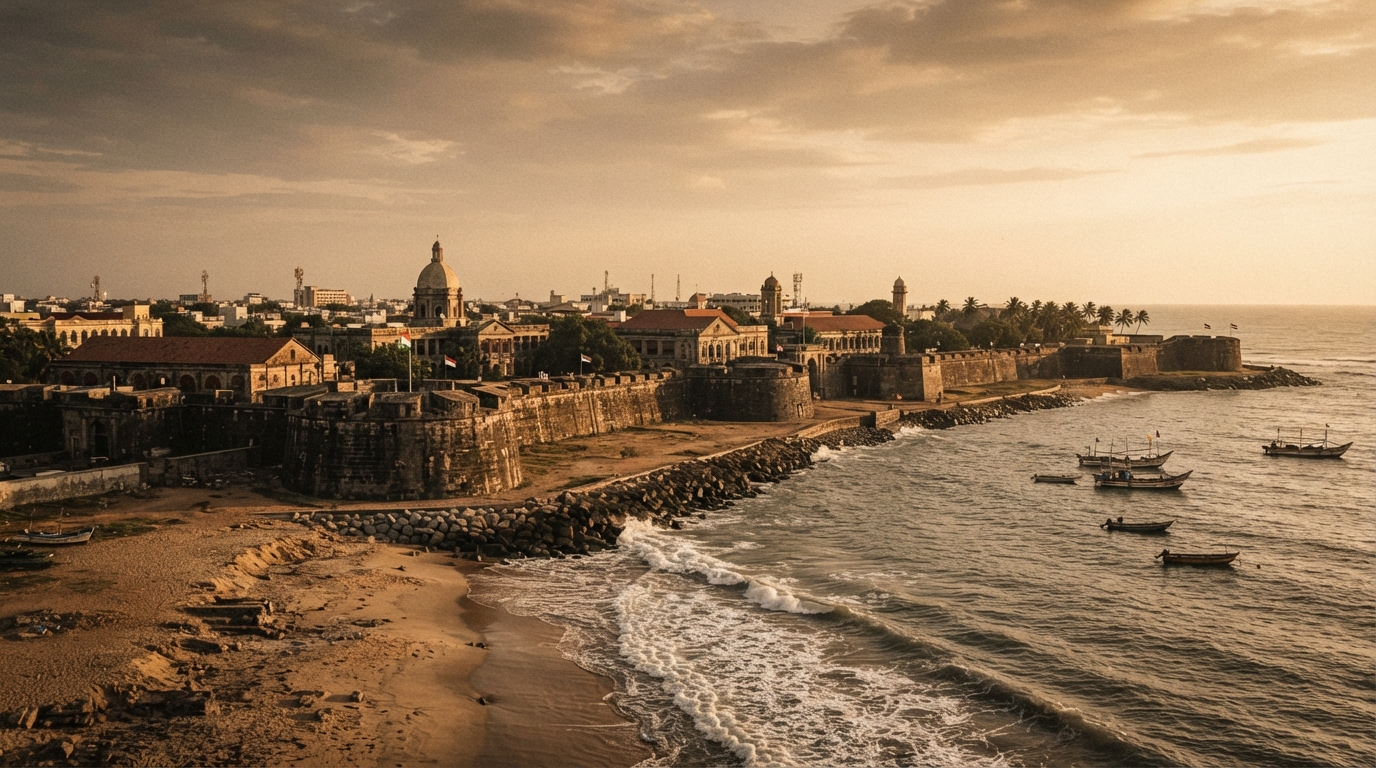 Historic Fort St. George coastal view representing the origin of colonial Madras Presidency.