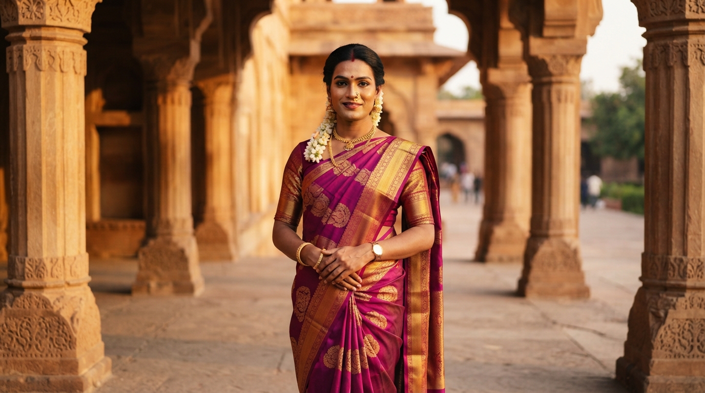 Dignified portrait representing the historic 2014 Supreme Court verdict recognizing Indian transgender rights