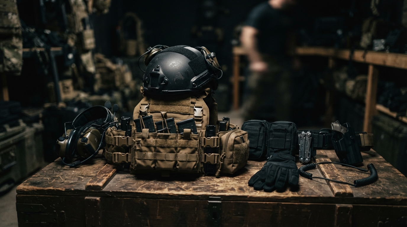 Modern tactical counter-terrorism gear and helmet representing Indian specialized security agencies