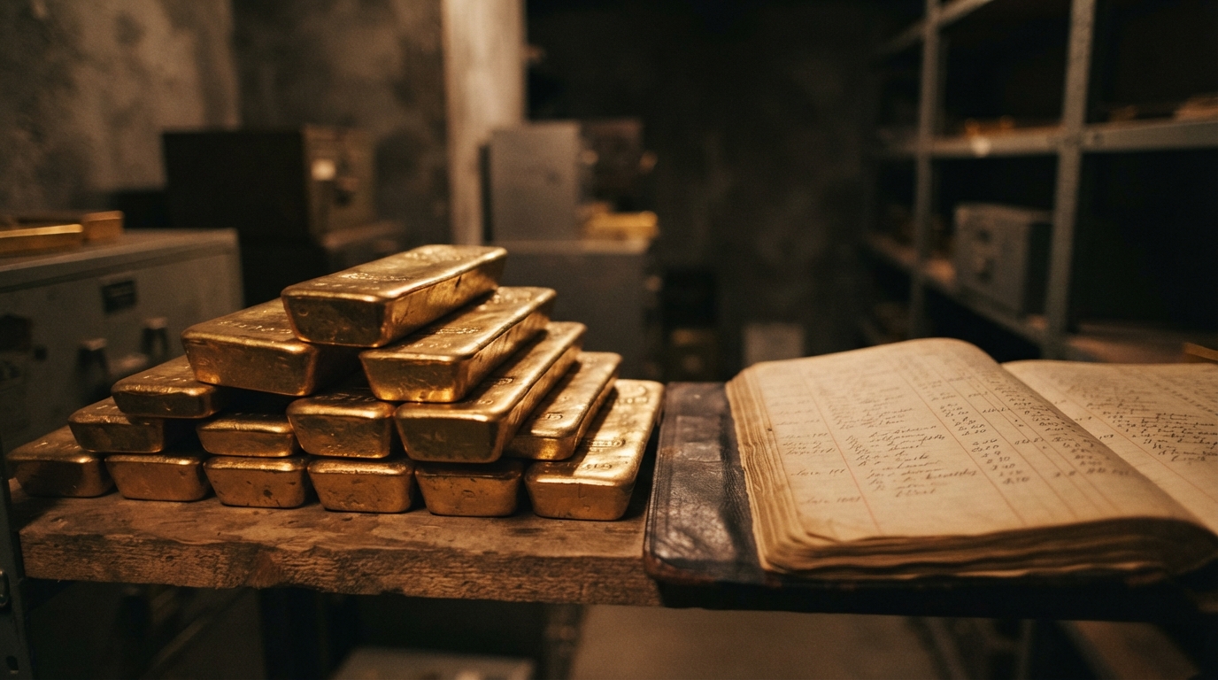 Stacked gold bars in a vault representing India's 1991 emergency gold reserves shipment abroad