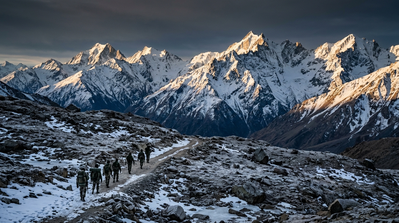 Snow-capped Himalayan peaks of Kargil representing the high-altitude terrain of Operation Vijay.