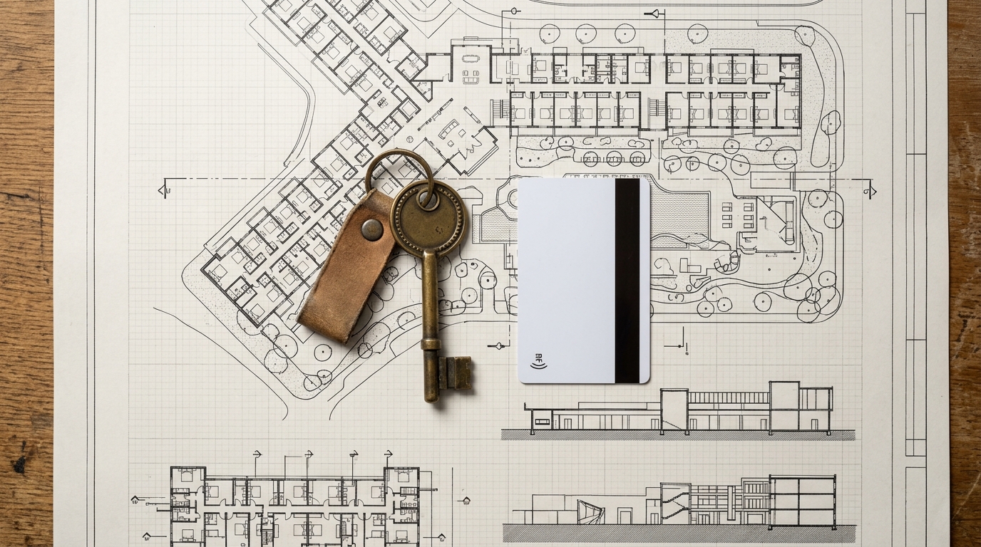 Architectural blueprints and hotel keys illustrating the global expansion of Indian hospitality franchises.